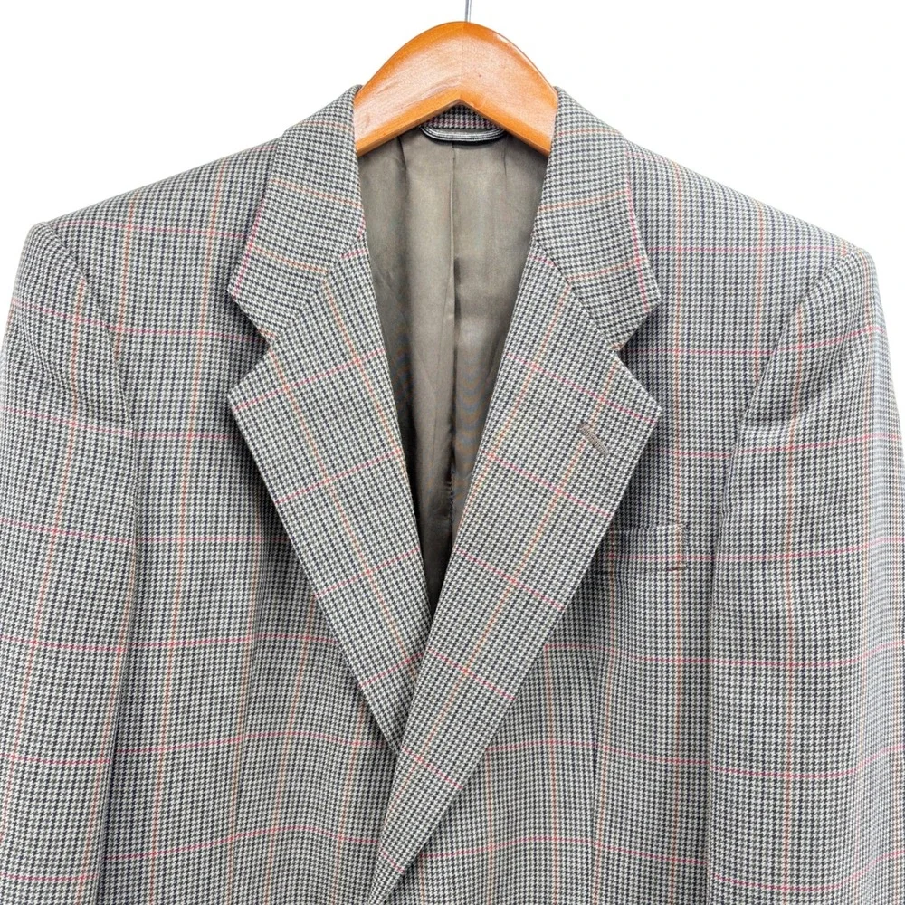 Christian Dior Monsieur‎ Mens Brown Wool Houndstooth Plaid Blazer Sport Coat 42R